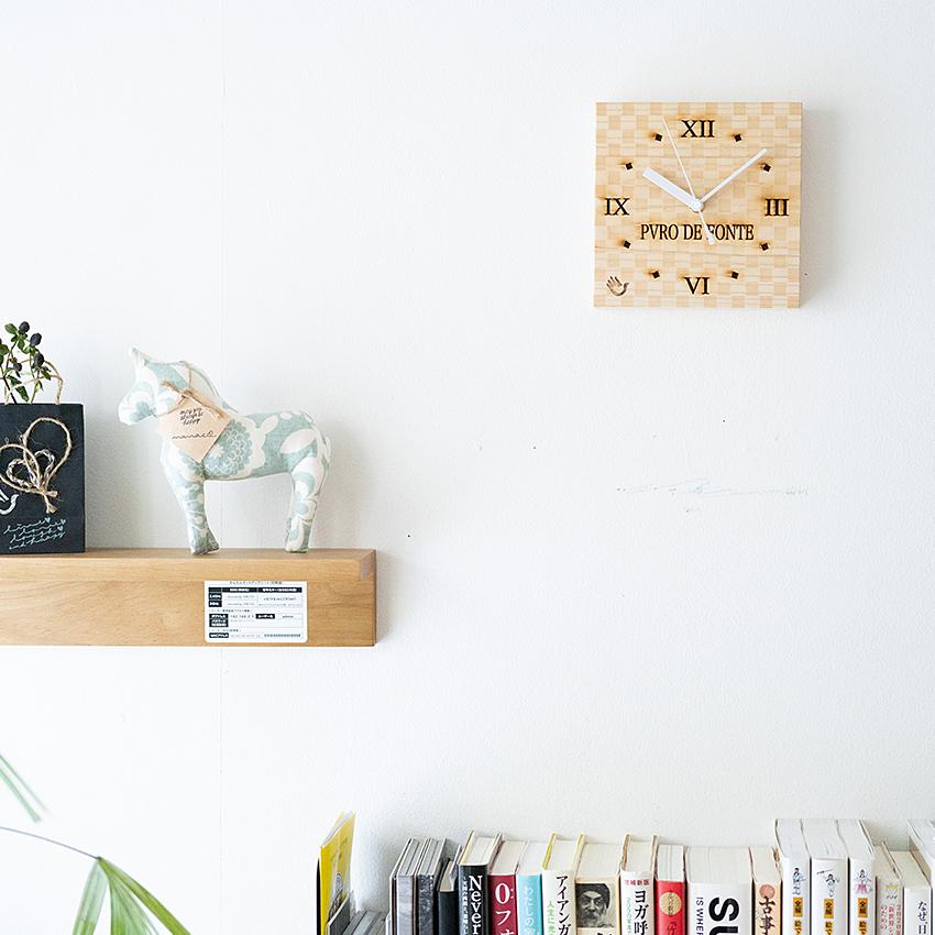 Cypress Checkered Clock, Natural Large