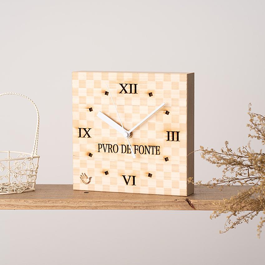 Cypress Checkered Clock, Natural Large