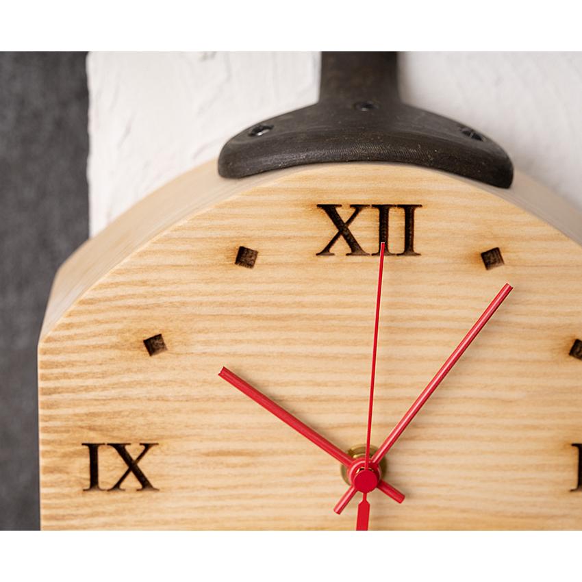 Magnolia wood clock with iron pan handle
