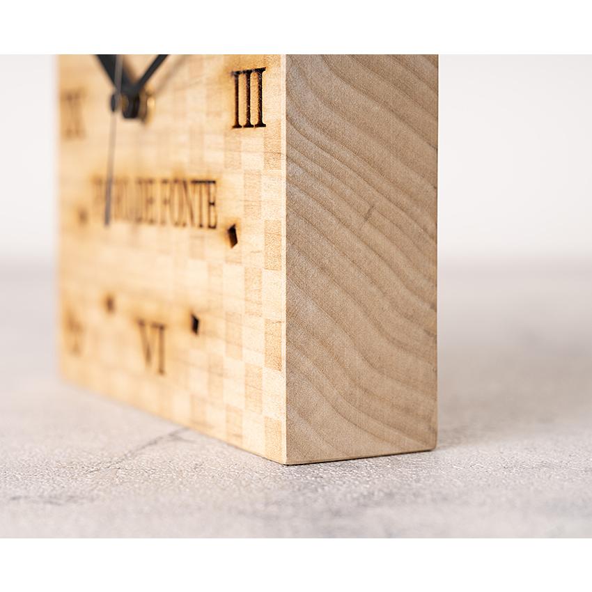 Magnolia Wood Clock, Checkered Pattern, Iron Kamaboko Handle