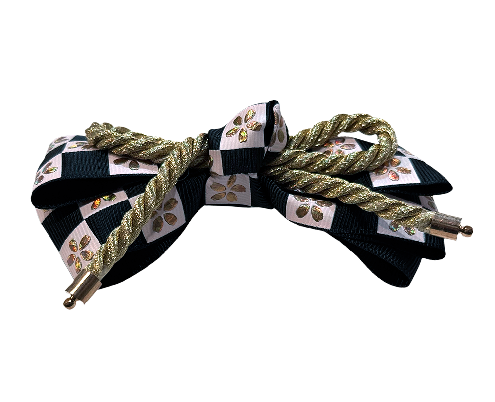 Japanese-style Ribbon Hair Ornament, Checkered Pattern