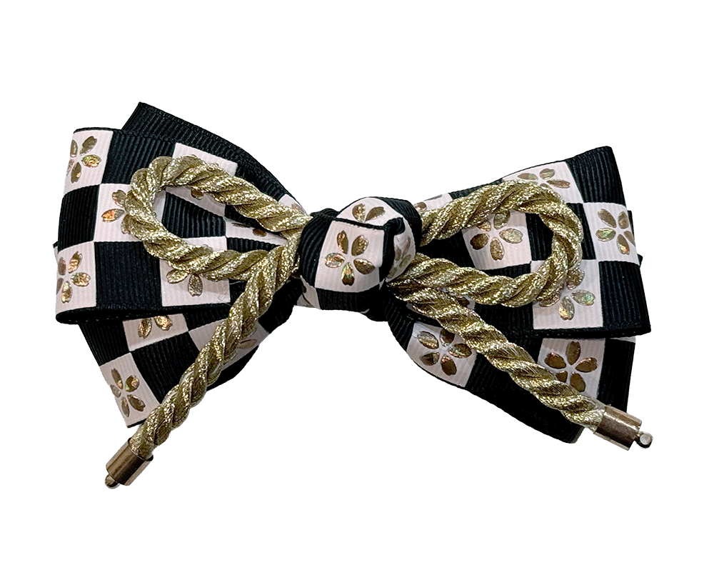 Japanese-style Ribbon Hair Ornament, Checkered Pattern