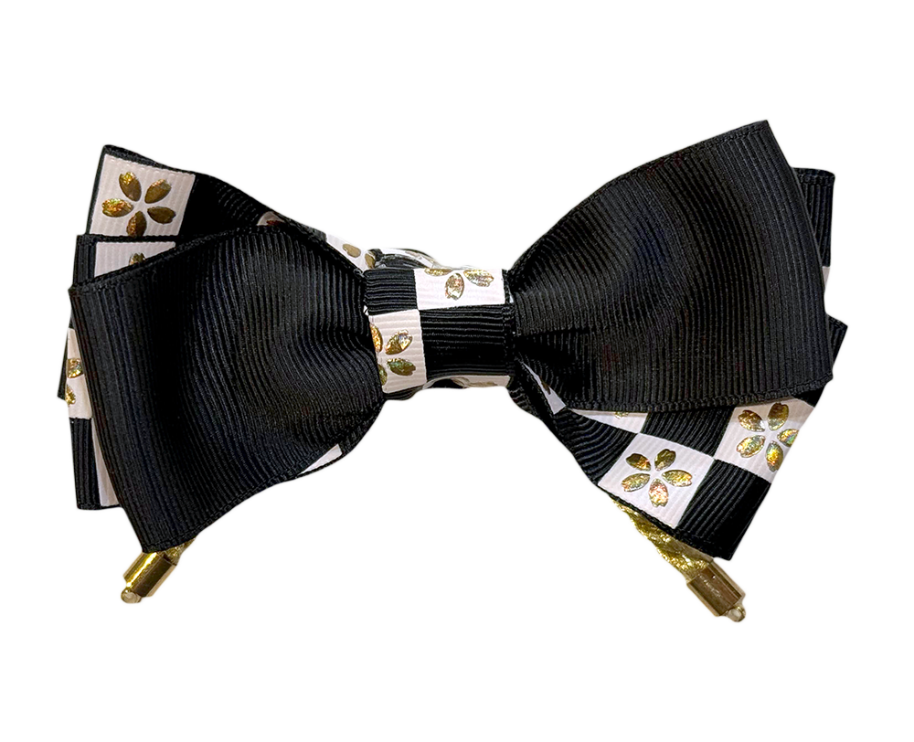 Japanese-style Ribbon Hair Ornament, Checkered Pattern