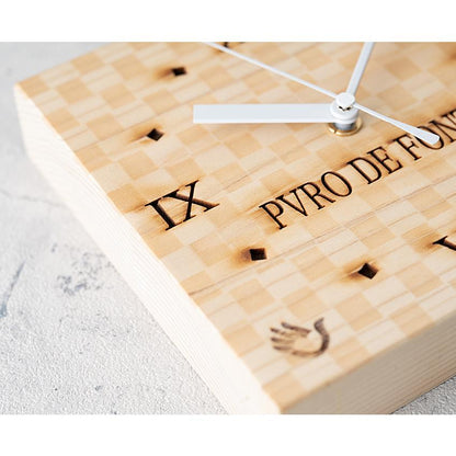 Cypress Checkered Clock, Natural Large